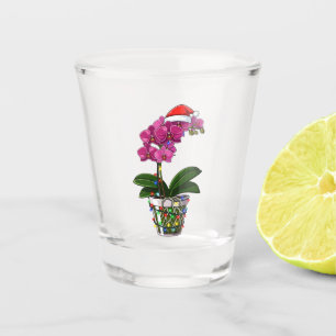 Christmas Phalaenopsis Moth Orchid Holiday Lights Shot Glass