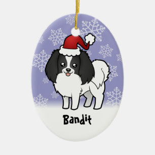 Christmas Phalene / Japanese Chin Ceramic Tree Decoration