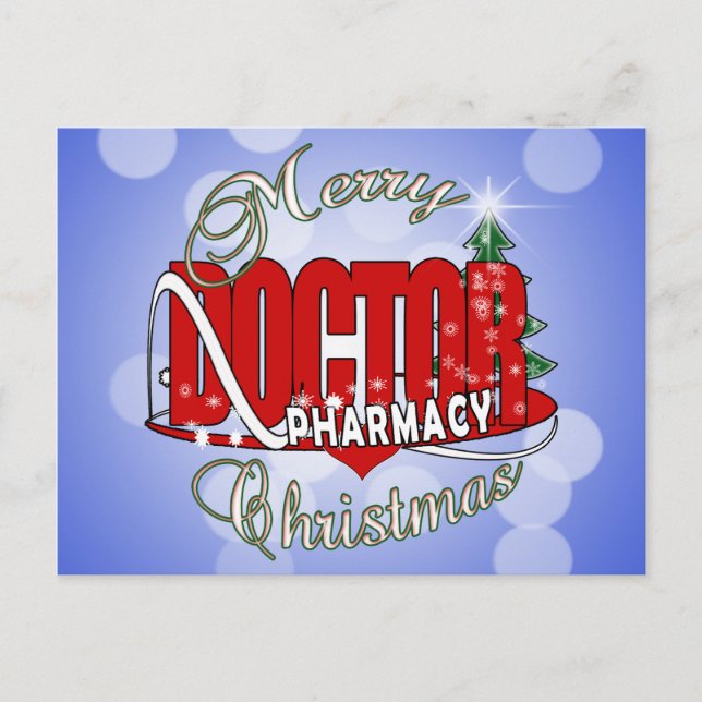CHRISTMAS PHARMACY DOCTOR HOLIDAY POSTCARD (Front)
