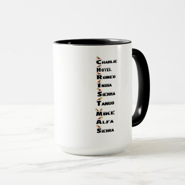 Christmas Phonetic Alphabet Mug (Front Right)