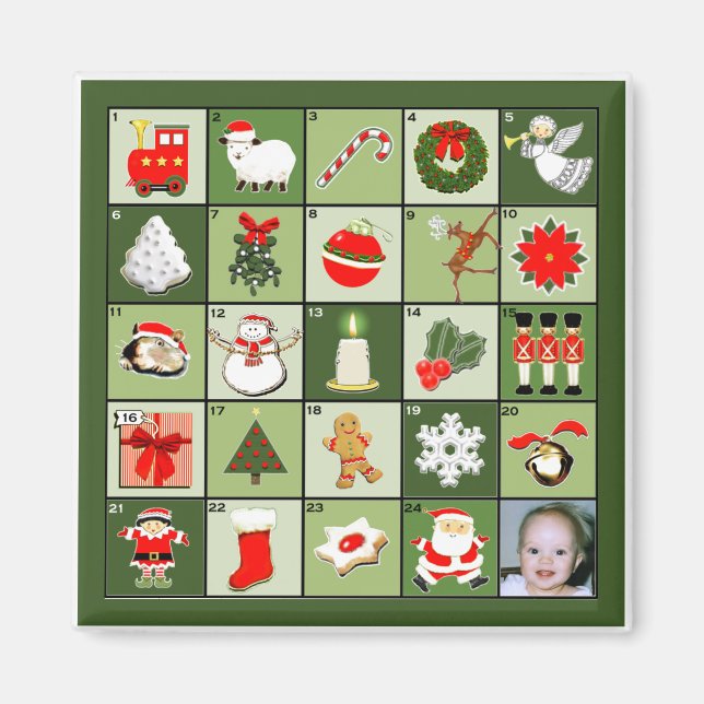 Christmas Photo Advent Calendar Magnet (Front)