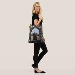 Christmas photo arch watercolor botanical floral tote bag