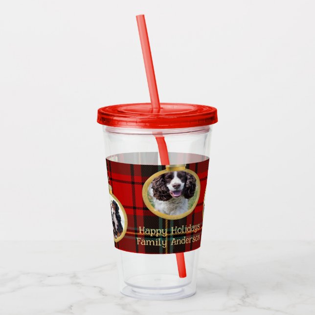 Christmas Photo Baubles Merry Blessing Hope Acrylic Tumbler (Left)