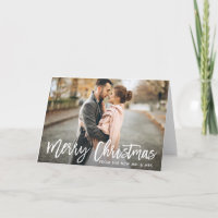 Christmas Photo Brush Script New Mr. and Mrs. Fold