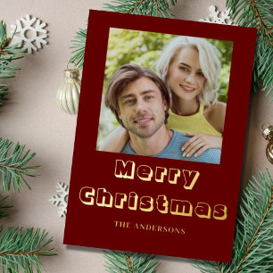 Christmas Photo Burgundy Gold