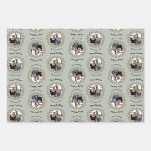Christmas Photo & Calligraphy on Branches  Wrapping Paper Sheet