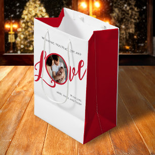 Christmas Photo Calligraphy Script Medium Gift Bag