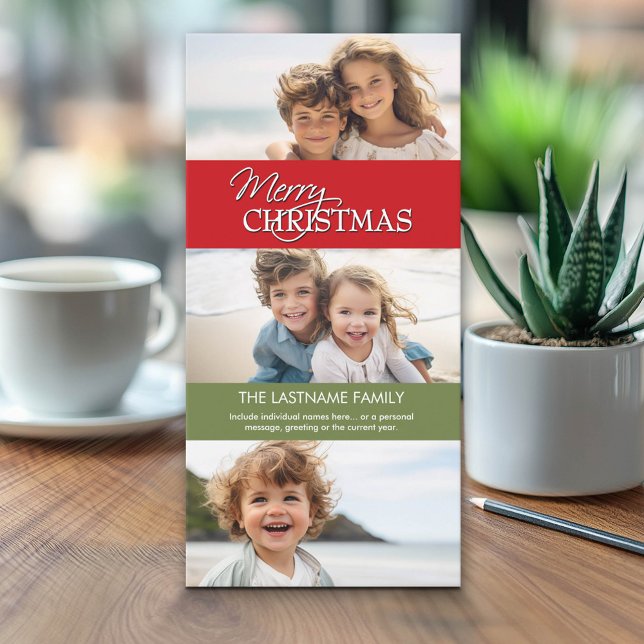 Christmas Photo Card - 3 photos (Custom Holiday Photo card - Can be used for any event)