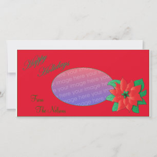 Christmas Photo Card Red Poinsettia