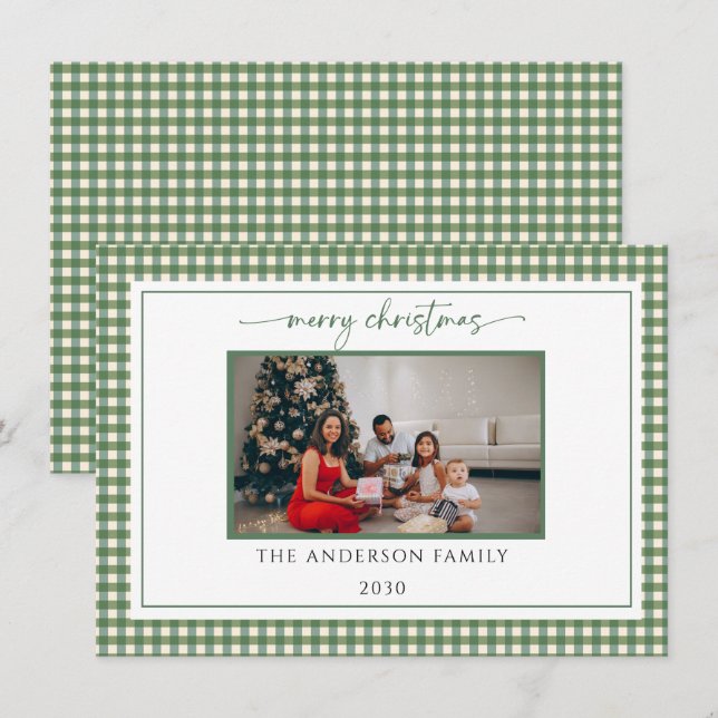 Christmas Photo Card Template, Horizontal Elegant  (Front/Back)