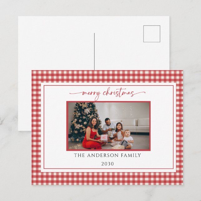 Christmas Photo Card Template, Horizontal Elegant  (Front/Back)