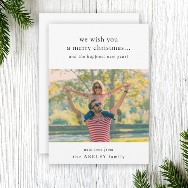 Christmas Photo Card | Vertical White Holiday Card (Share warm wishes with an elegant Merry Christmas photo card by Guava)