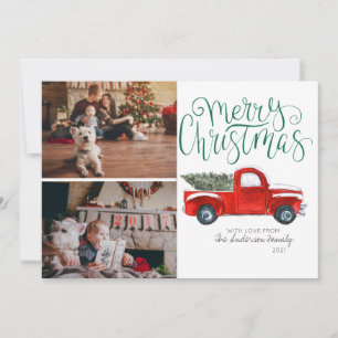 Christmas Photo Card - Vintage Red Truck