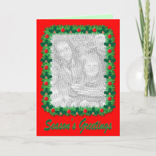 Christmas Photo Card with Pine and Holly Border