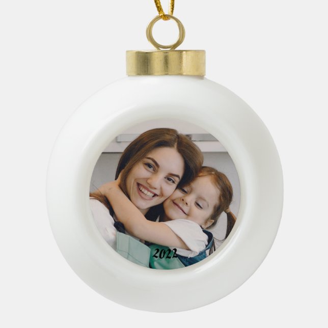 Christmas Photo Ceramic Ball Christmas Ornament (Front)