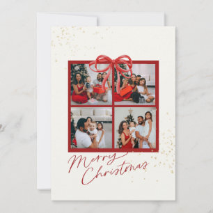 Christmas Photo Collage Card w Red Present