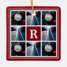 Christmas photo collage Custom monogram Holiday