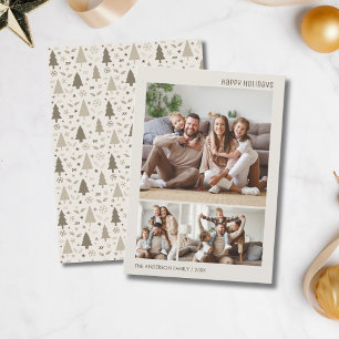 Christmas Photo Collage Family Neutral Holiday Card