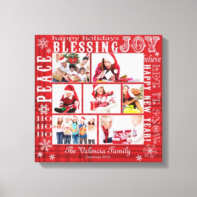 CHRISTMAS PHOTO COLLAGE-FULLY CUSTOMIZABLE CANVAS PRINT (Front)