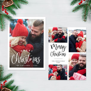Christmas Photo Collage Modern Script Holiday Card