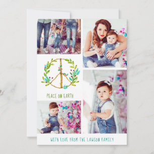 Christmas Photo Collage Peace on Earth Holiday Card