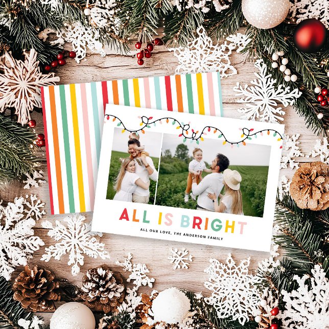 Christmas photo collage rainbow cute fun holiday card (Creator Uploaded)