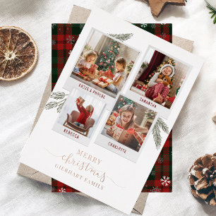 Christmas Photo Collage Rustic Plaid Rose Gold