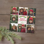 Christmas Photo Collage with Rustic Pine Holiday Card<br><div class="desc">Use 8 square instagram pictures to make a unique and trendy merry holiday memento. If you need to move anything around,  click on the customize button to make changes.</div>