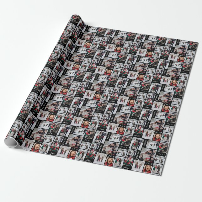 Christmas Photo Collage Wrapping Paper (Unrolled)