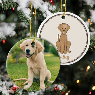 Christmas Photo Cute Puppy Dog Labrador  Ceramic Tree Decoration