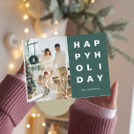 Christmas Photo Family | Happy Holidays Green Postcard<br><div class="desc">Christmas Photo Family | Happy Holidays Green</div>