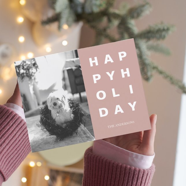 Christmas Photo Family | Happy Holidays Pink Postcard (Creator Uploaded)