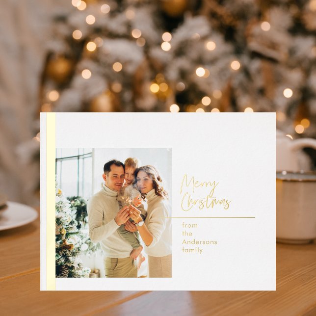 Christmas Photo Family | Merry Christmas Foil Holiday Postcard (Creator Uploaded)