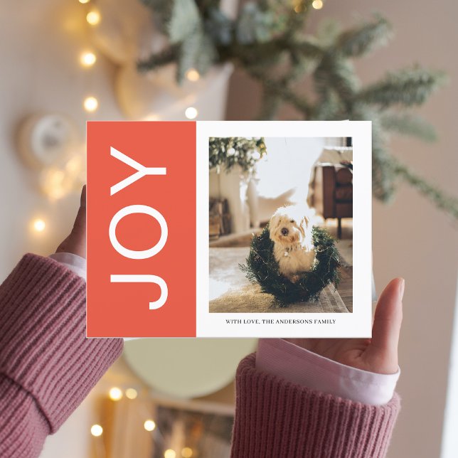 Christmas Photo Family | Orange Joy Holiday  Postcard (Creator Uploaded)