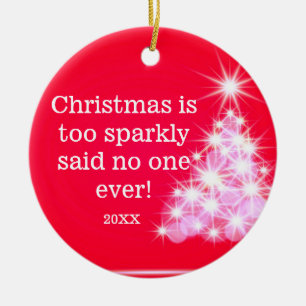 Christmas Photo Family Red Lights Tree Quote Ceramic Tree Decoration