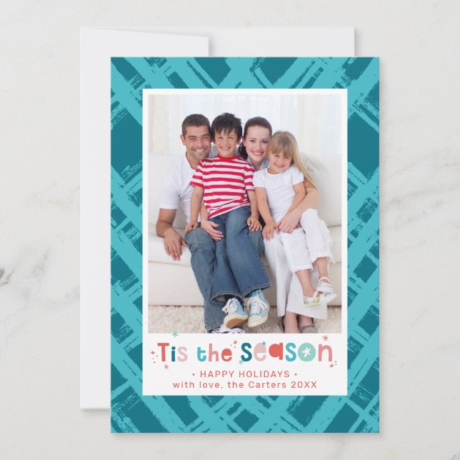 CHRISTMAS PHOTO family tis the season quote Holiday Card (Front)