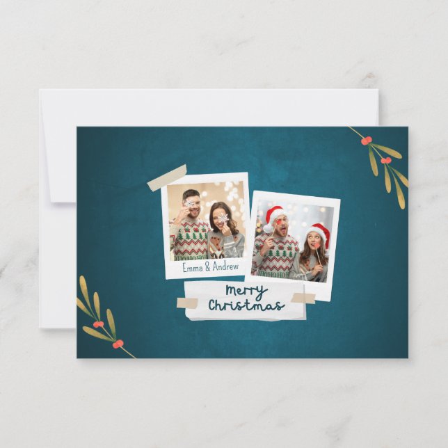 Christmas Photo Flat Card with Greetings (Front)
