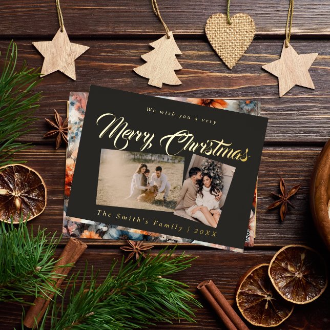 Christmas photo foil holiday postcard (Creator Uploaded)