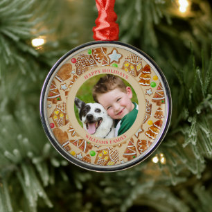 Christmas Photo Gingerbread  Metal Tree Decoration