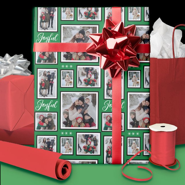 Christmas Photo Green Wrapping Paper  (Creator Uploaded)