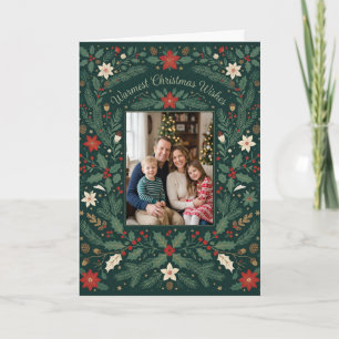 Christmas Photo Greeting Vintage Rustic Pinecone Card