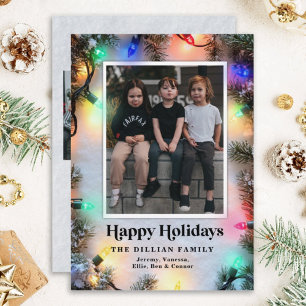 Christmas photo holiday card Modern Festive lights