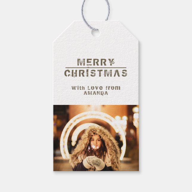 Christmas Photo Holiday Modern Gift Tags (Front)