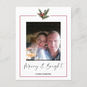 Christmas Photo Holly Branch Holiday Postcard