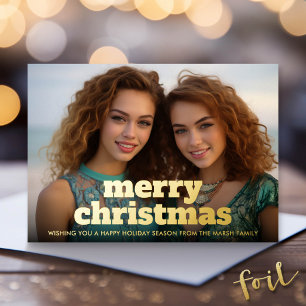 Christmas Photo horizontal Merry Christmas Plaid