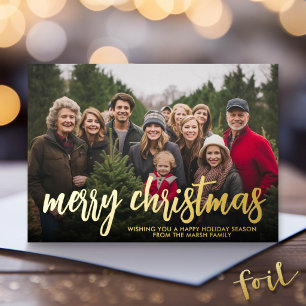 Christmas Photo horizontal Merry Christmas Plaid
