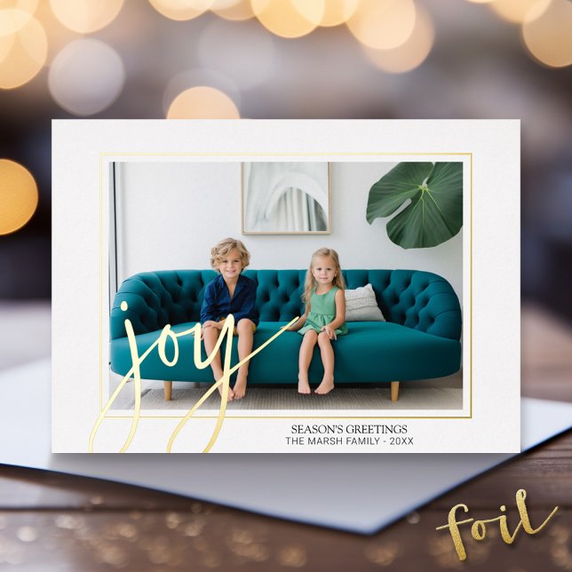 Christmas Photo Horizontal - with Gold JOY (Foil Holiday Greeting Card - Modern Christmas )