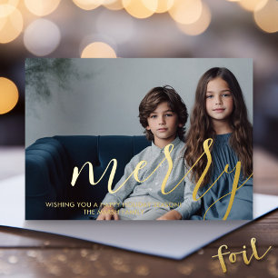 Christmas Photo - horizontal with Gold MERRY