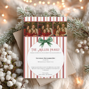 Christmas Photo Invitation • Red Striped Holiday