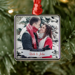 Christmas Photo, Keepsake, Silver Metal Tree Decoration